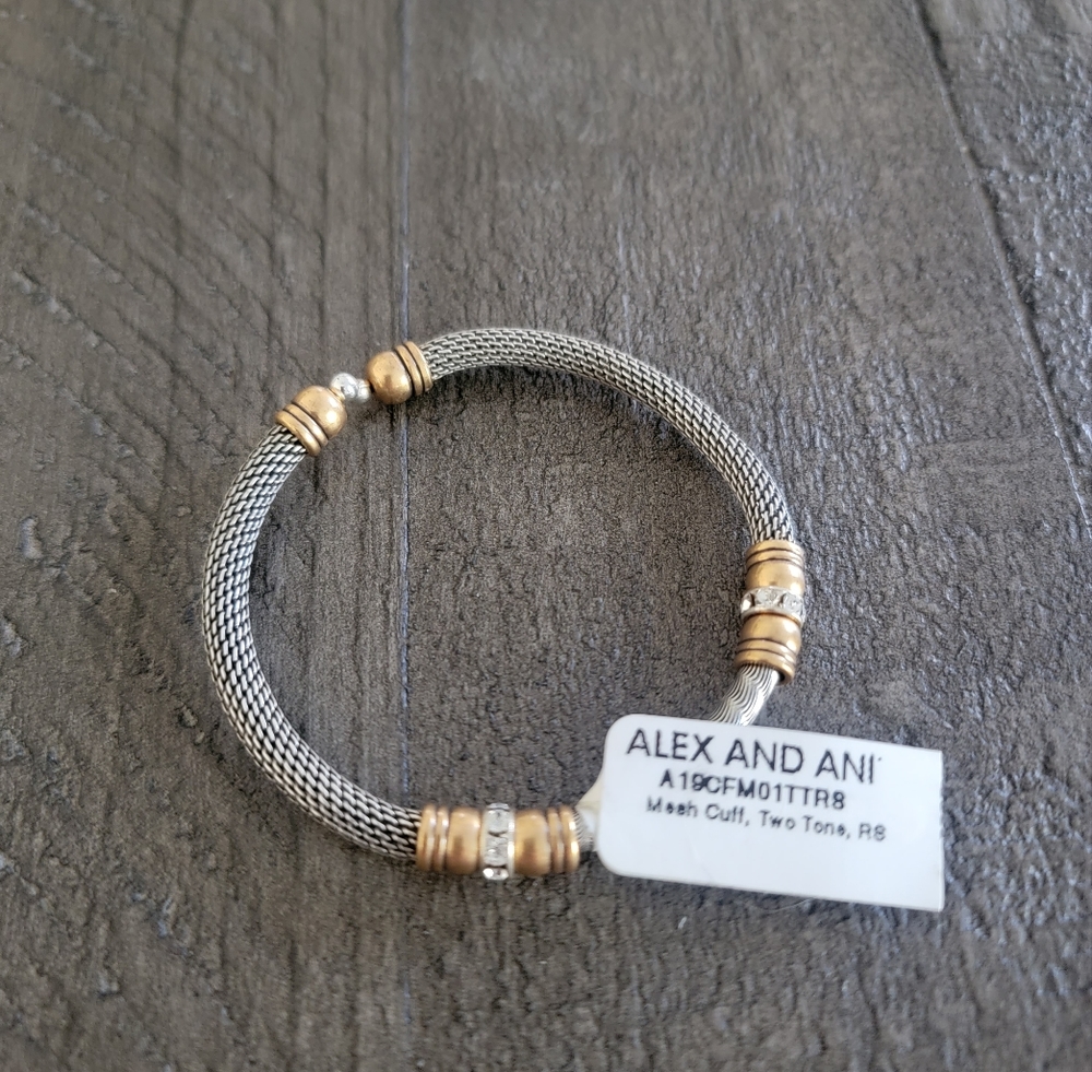 NWT Alex and Ani Mesh Cuff Two Tone Bracelet